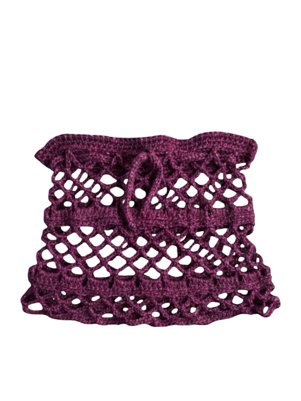 🍒NEW Spring Space Lace Hand Crocheted Drawstring Cowl in Plum, by Coko Loko